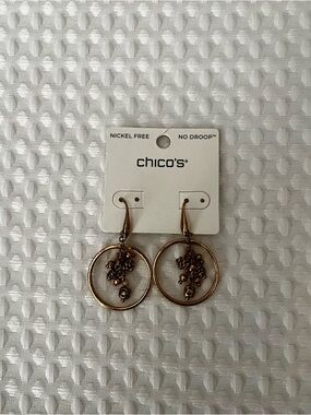 Chico's Antique Bronze Hoop Earrings with Cluster Charms